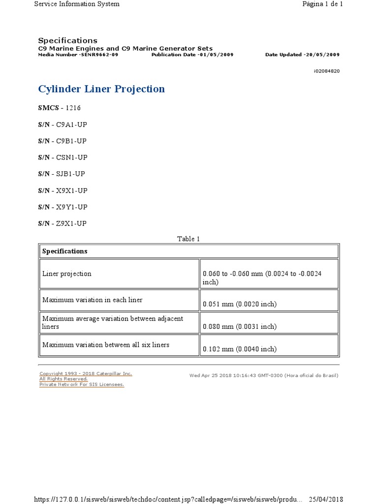 Cylinder Liner Projection Projeçao Camisa c9 PDF