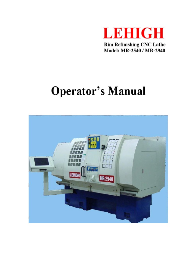 MR-2540/2940 CNC Lathe Manual | PDF | Numerical Control | Power Supply
