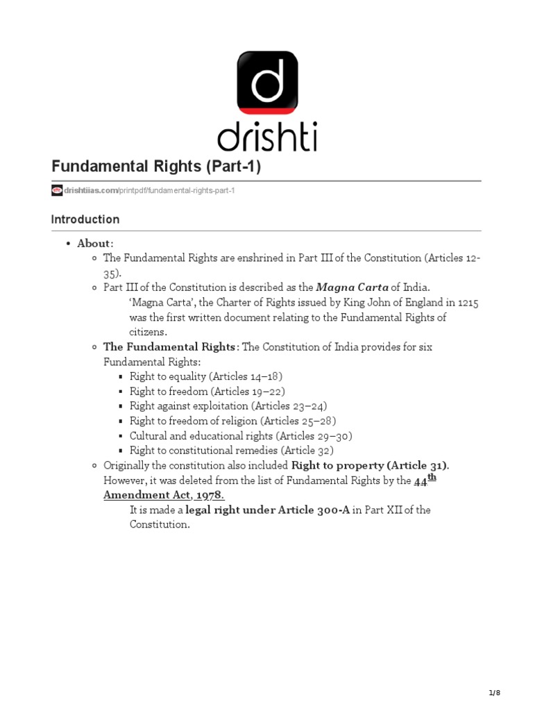 1618003429-fundamental-rights-part-1 | PDF | Habeas Corpus | Governance
