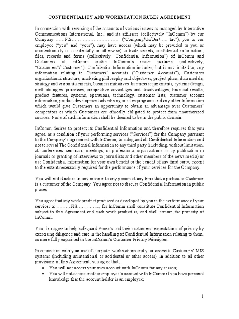 Confidentiality Agreement PDF