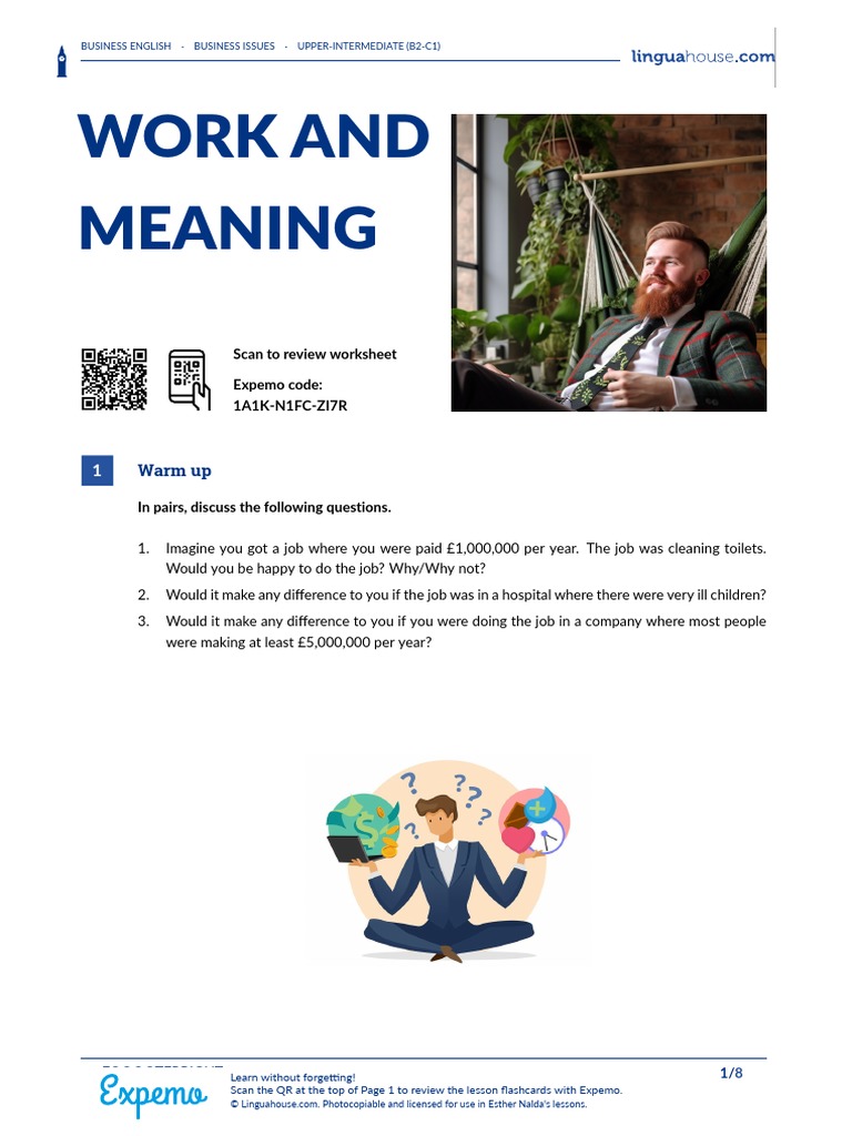 Work and Meaning British English Student PDF