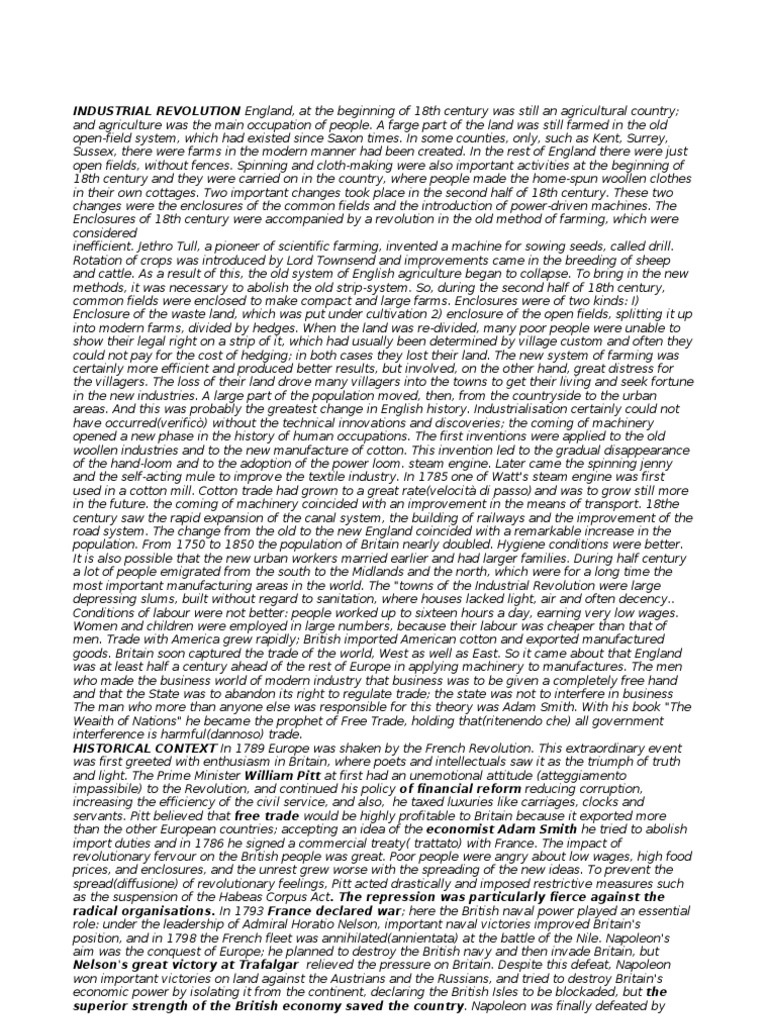 Industrial Revolution Historical Context in 1789 - Romanticism Words