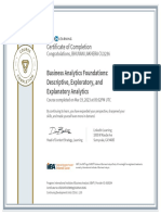 CertificateOfCompletion - Business Analytics Foundations Descriptive Exploratory and Explanatory Analytics