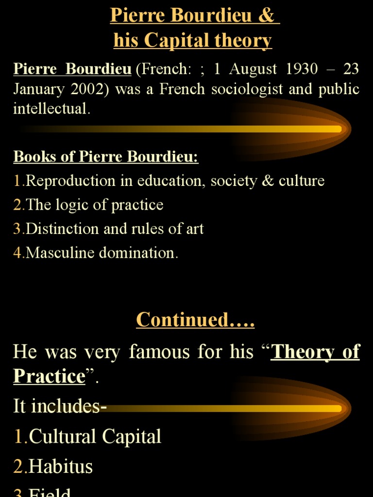Pierre Bourdieu PDF Capital (Economics) Sociological Theories