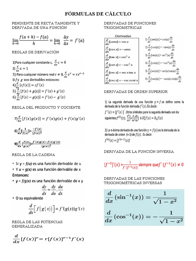 Fórmulas Cálculo | PDF | Tecnología