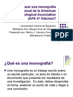 Cómo Preparar Una Monografía Según El Manual de La American Psychological Association (Apa 5ta Edición)