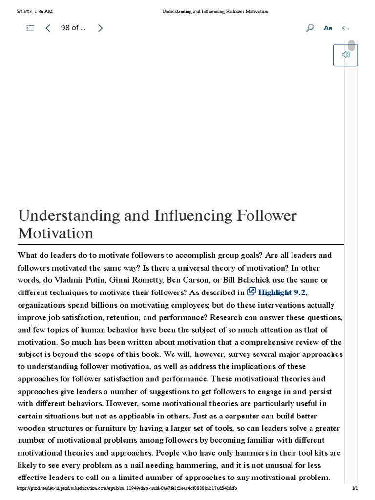 Understanding and Influencing Follower Motivation | PDF | Self-Improvement