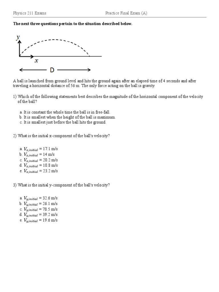 Physics 211 Exam Practice Questions | PDF | Collision | Classical Mechanics