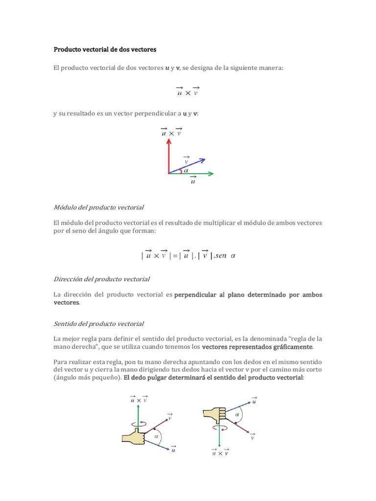 Producto vectorial: definición y propiedades | PDF | Vector Euclidiano ...
