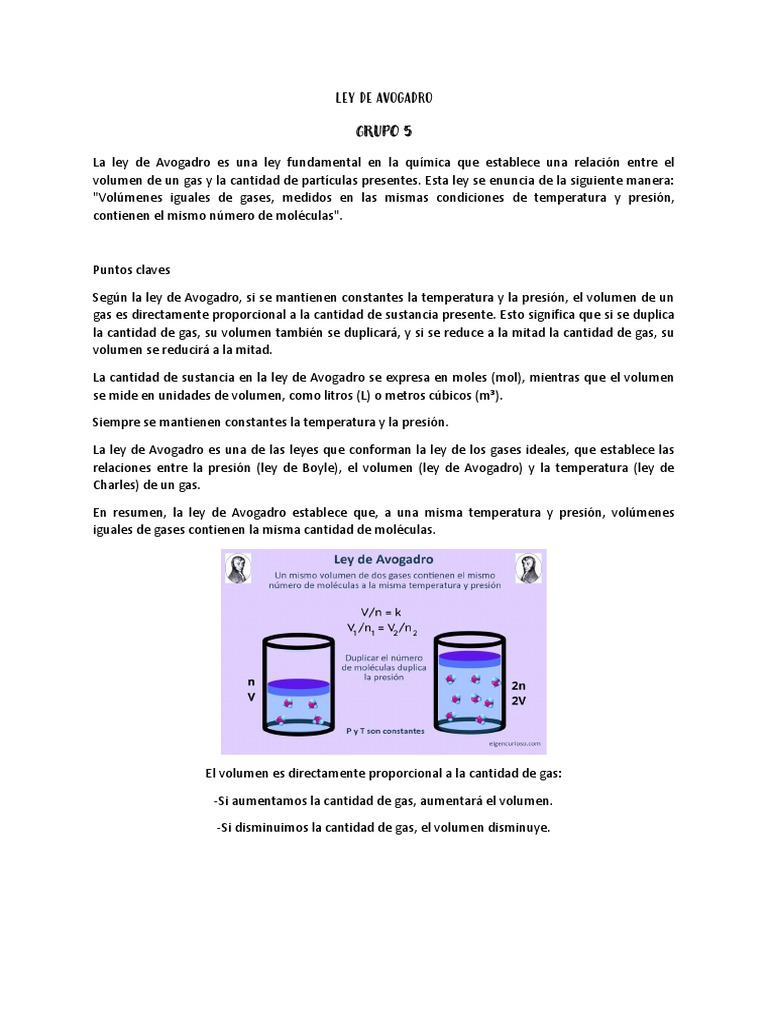 Ley de Avogadro | PDF
