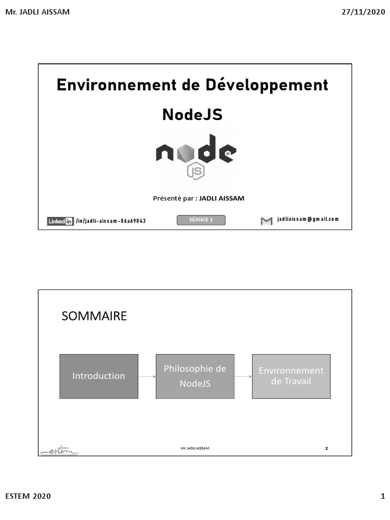 Introduction à NodeJS et son Environnement | PDF | JavaScript ...