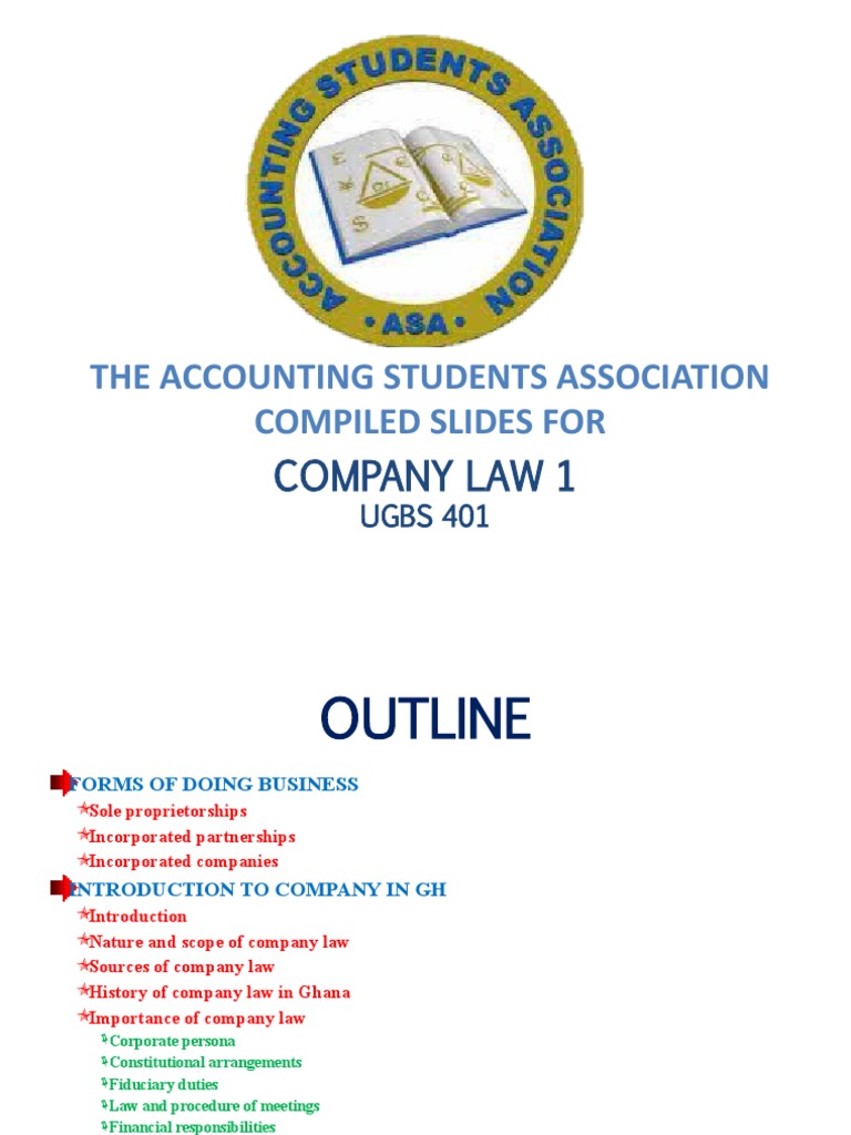 Company Law 1 Ugbs401 PDF Partnership Law Of Agency