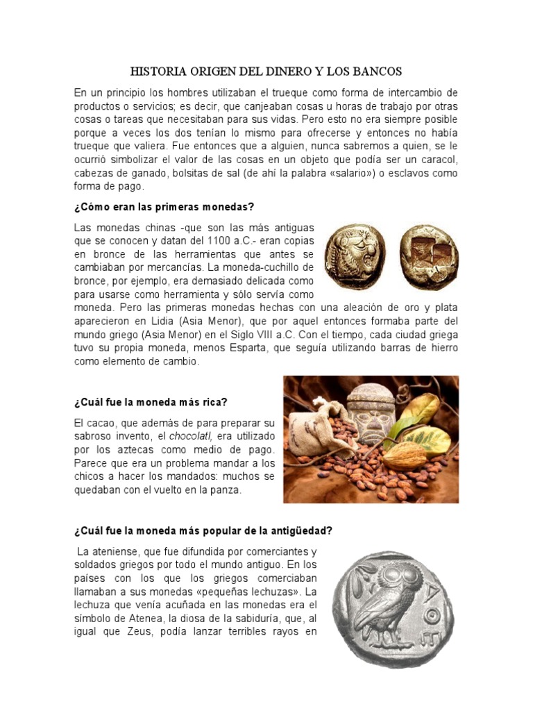 Historia Origen Del Dinero y Los Bancos | PDF | Bancos | Monedas