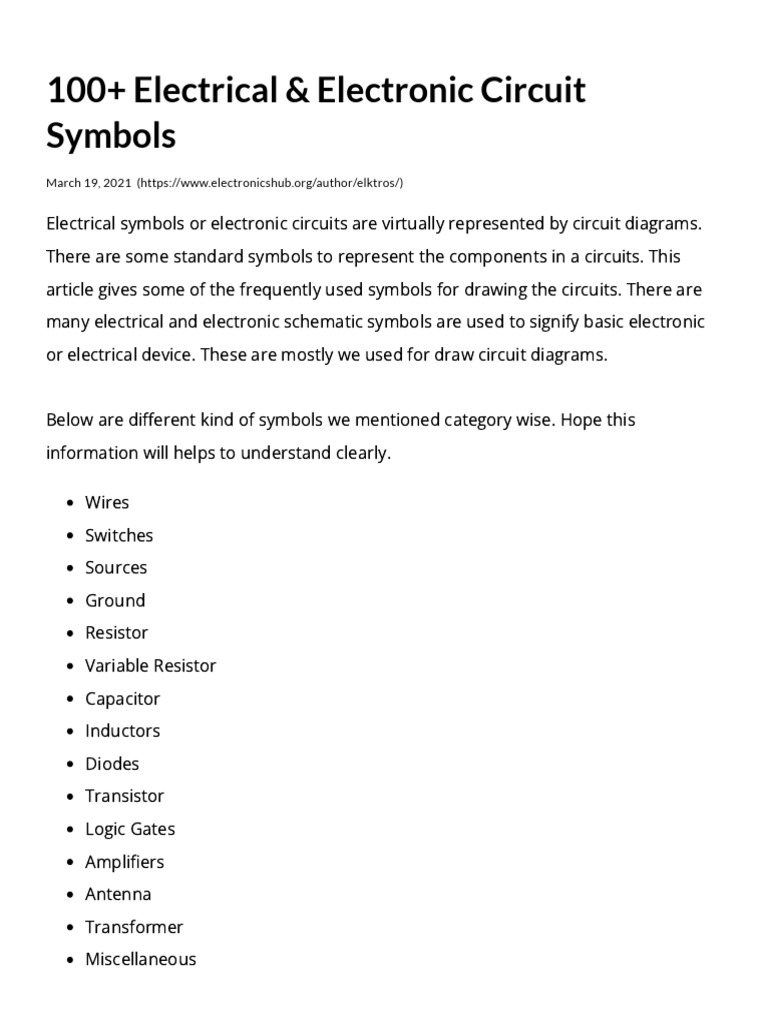 100+ Electrical & Electronic Circuit Symbols | PDF | Inductor | Capacitor