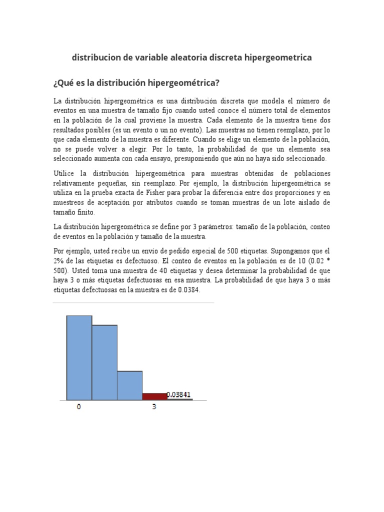 Distribución de Variable Aleatoria Discreta Hipergeometrica | PDF ...