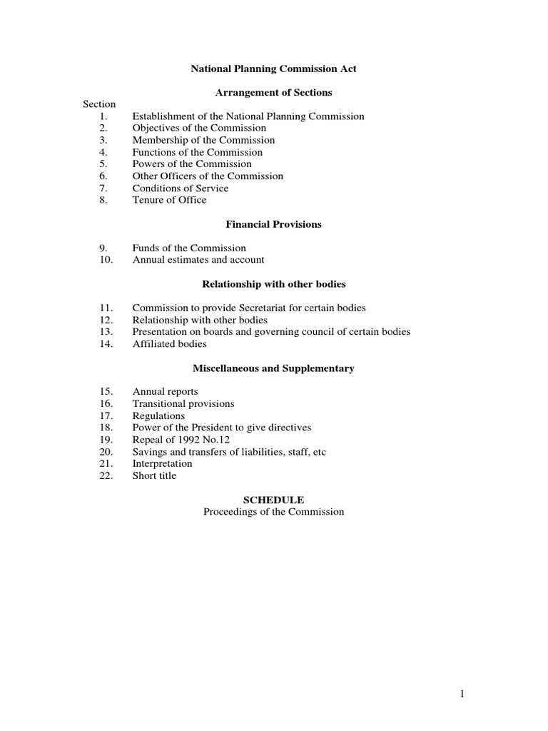 National Planning Commission Act 1 PDF Development Aid Presidents
