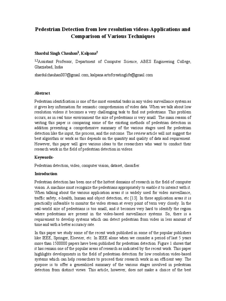 Pedestrian Detection - Research Paper | PDF | Computer Vision | Support ...