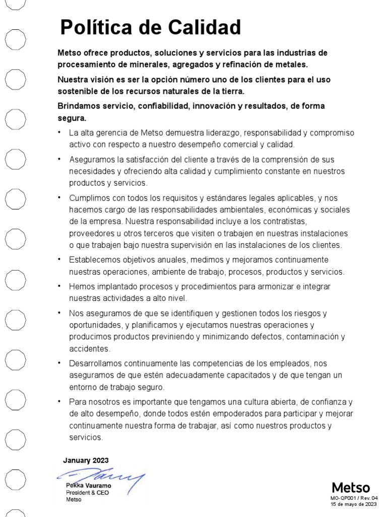 Qehs policies spa pdf calidad comercial valores