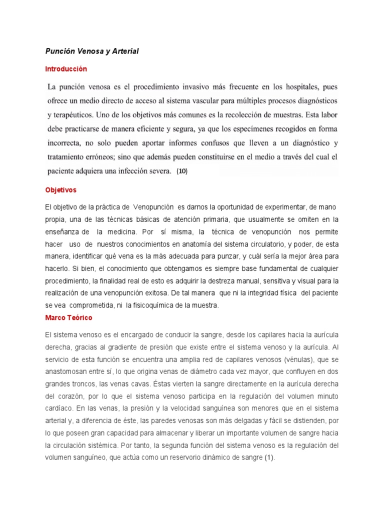 Técnica de Venopunción y Extracción Sanguínea | PDF | Vena | Sistema ...