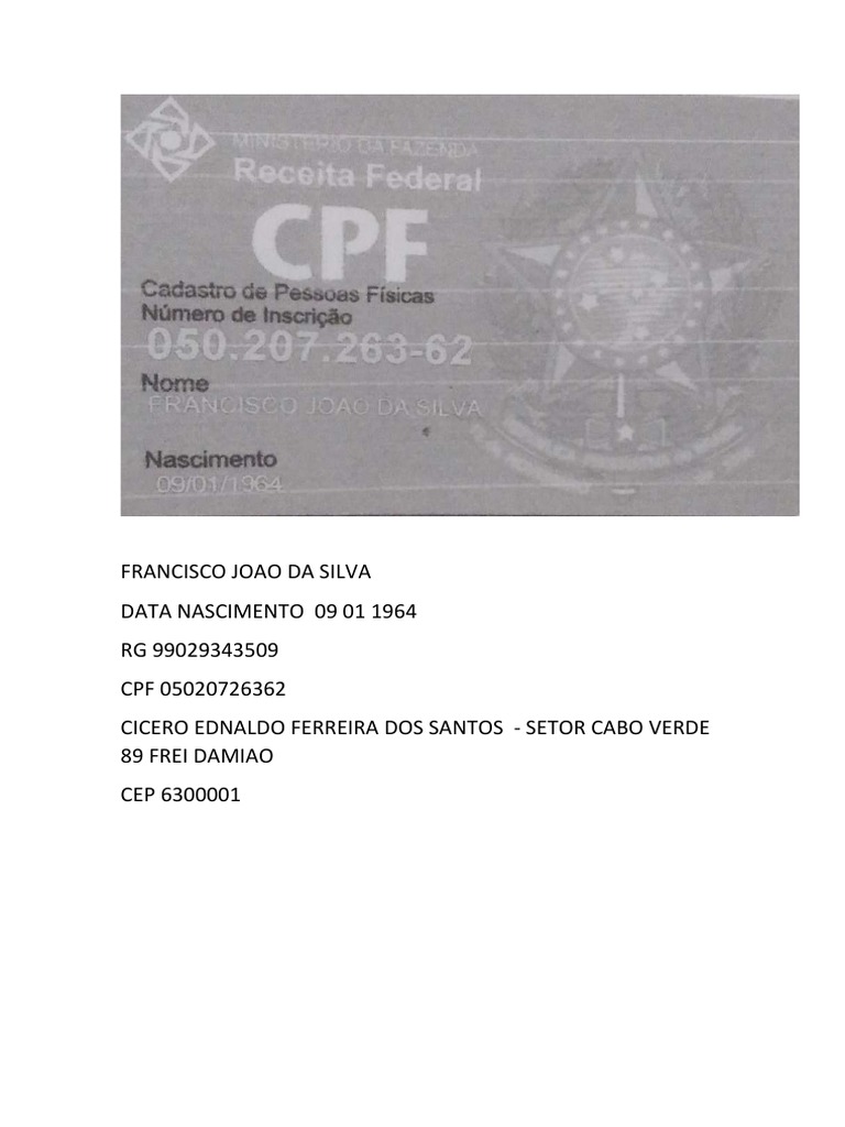 RG CPF Tica 2022 | PDF