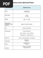 Csec Physics Formula Sheet | PDF | Science & Mathematics