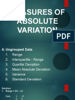 Measures of Absolute Variation Example SD
