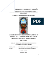 Universidad Mayor de San Andrés: Facultad de Humanidades Y Ciencias de La Educación Carrera de Lingüística E Idiomas