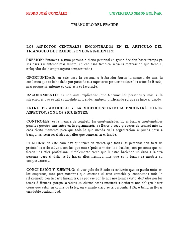 Triángulo del Fraude: Claves y Controles | PDF