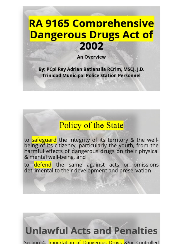 Overview of RA 9165: Drug Law Penalties | PDF | Prohibition Of Drugs ...