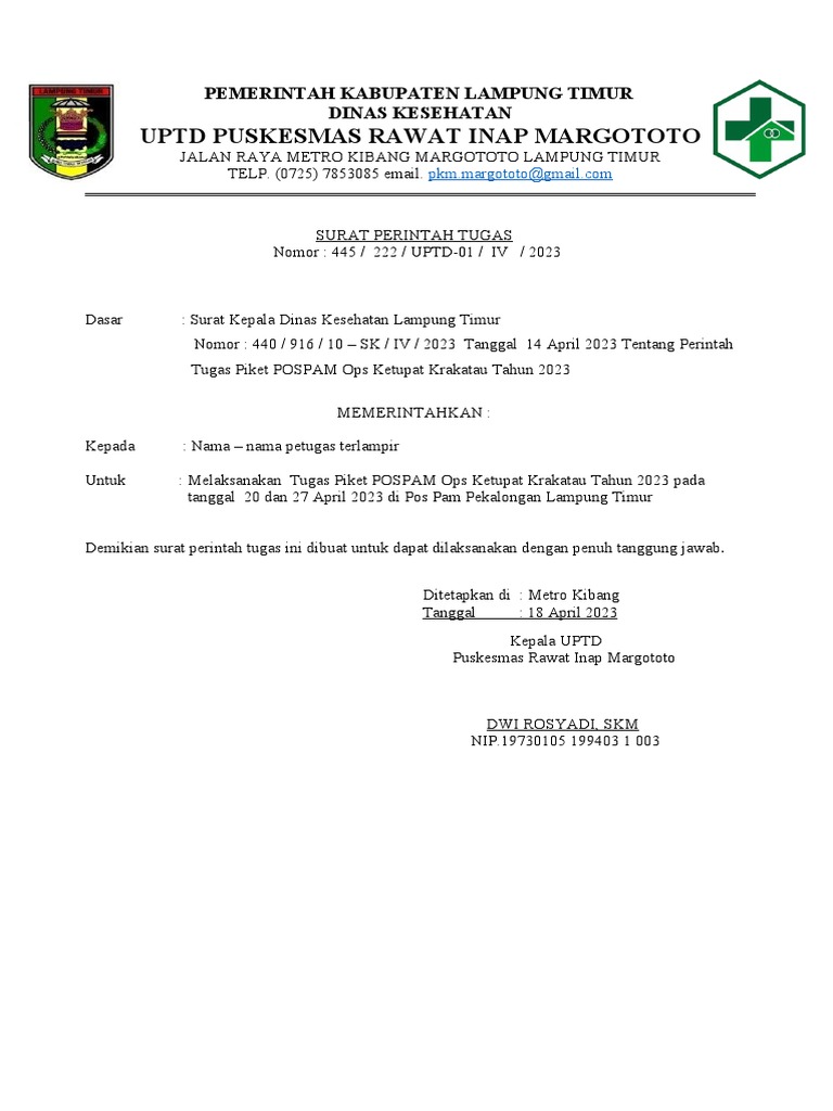 SPT Poskotis Idul Fitri 2023 | PDF