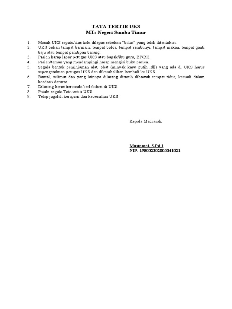 Tata Tertib UKS | PDF