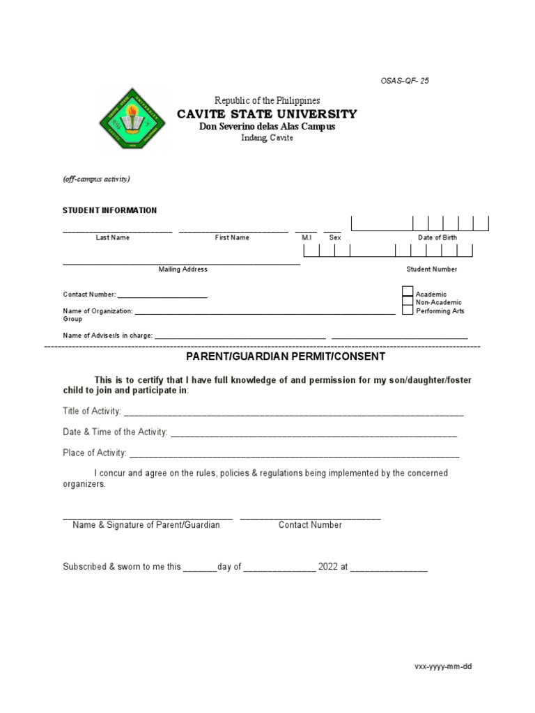 Parent Consent for Off-Campus Activity | PDF | Human Rights | Social ...