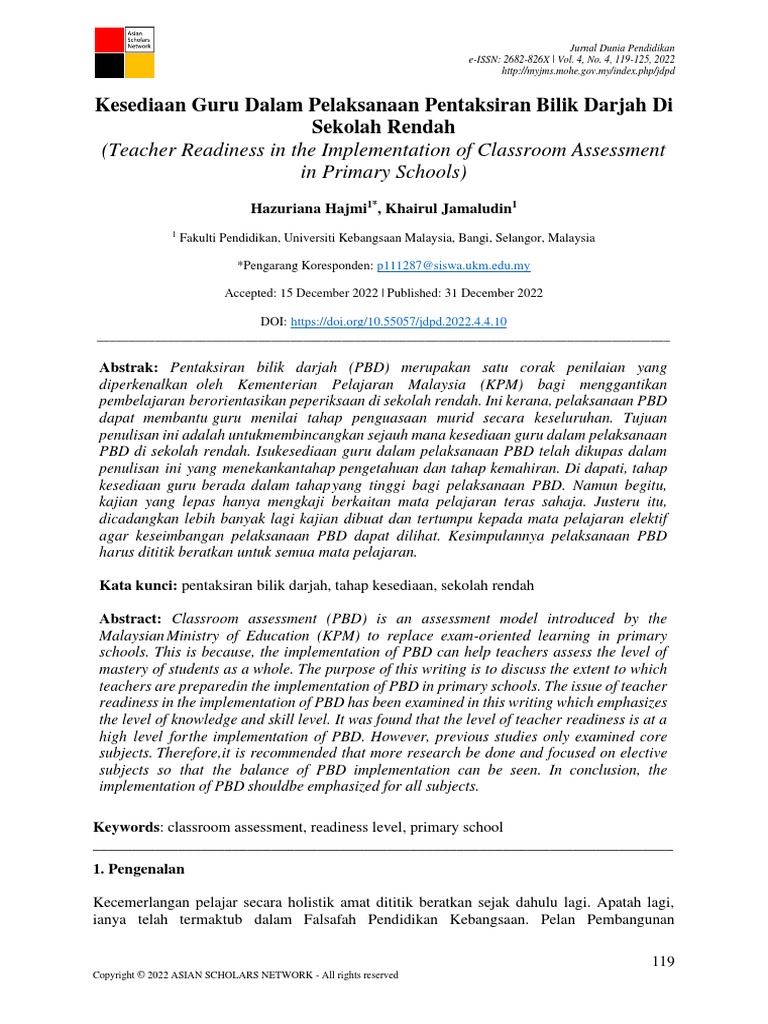 Teacher Readiness in The Implementation of Classroom Assessment in ...