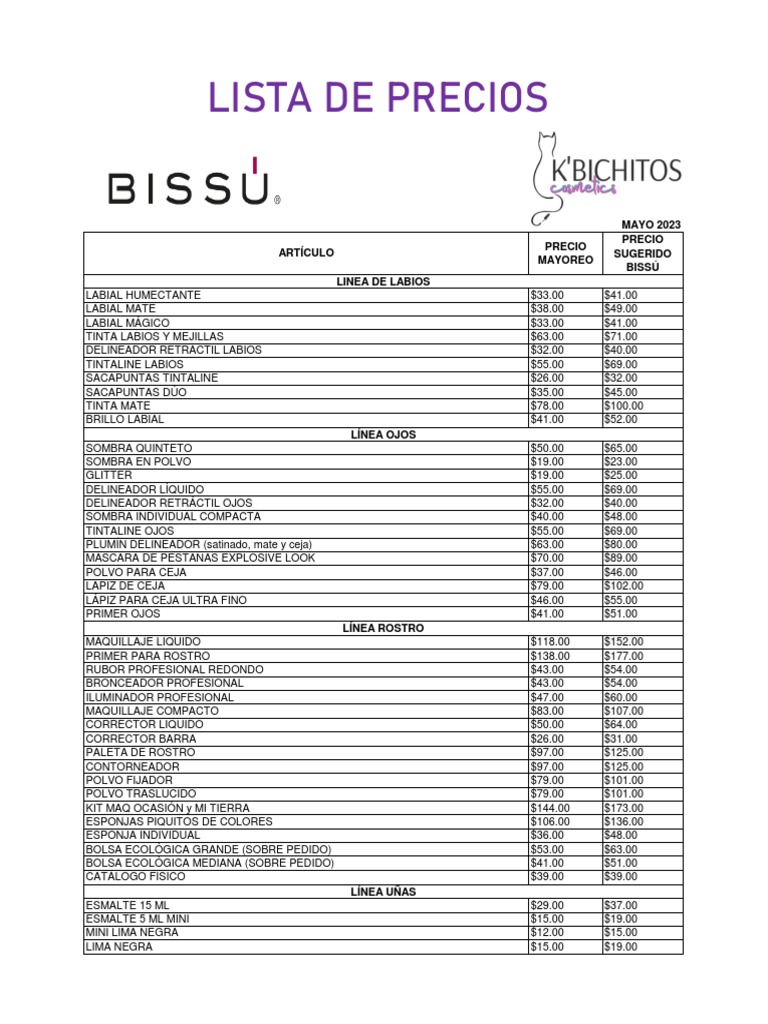 Lista de Precios Mayo 20232 PDF Belleza Artículos de tocador