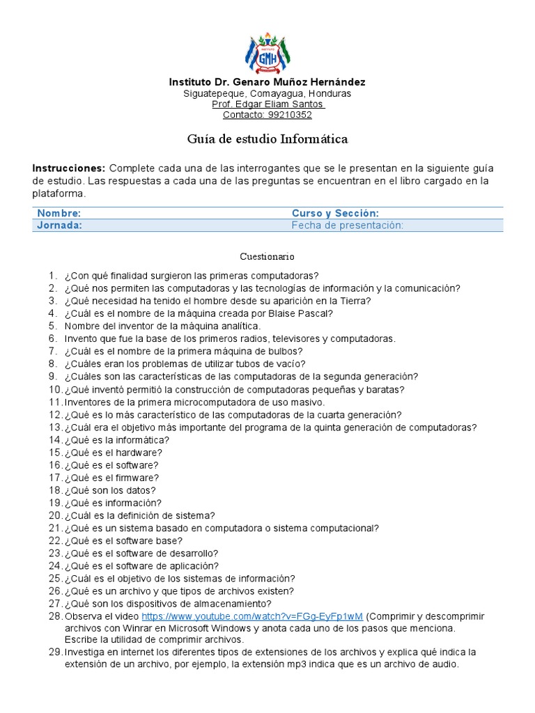 Guía de Estudio: Informática Básica | PDF | Archivo de computadora ...