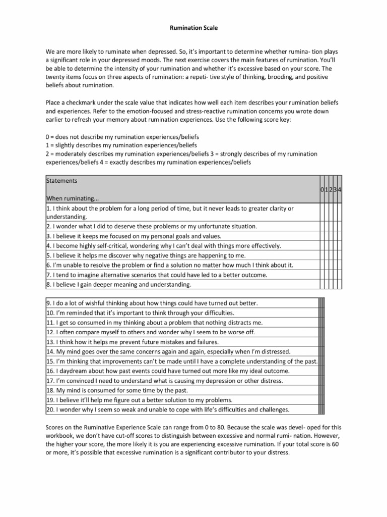 Rumination Scale 01 | PDF