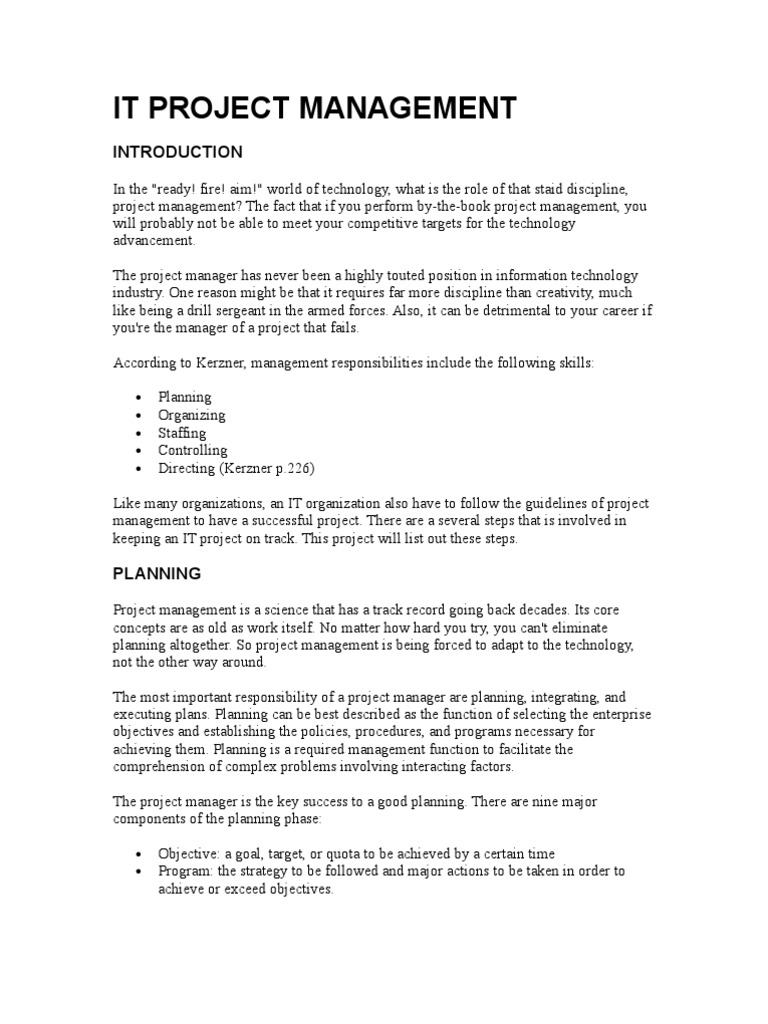 Essential Steps in IT Project Management | PDF | Human Resources ...