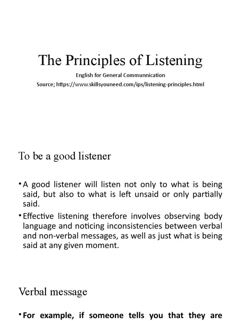 Principles of Effective Listening | PDF | Nonverbal Communication ...