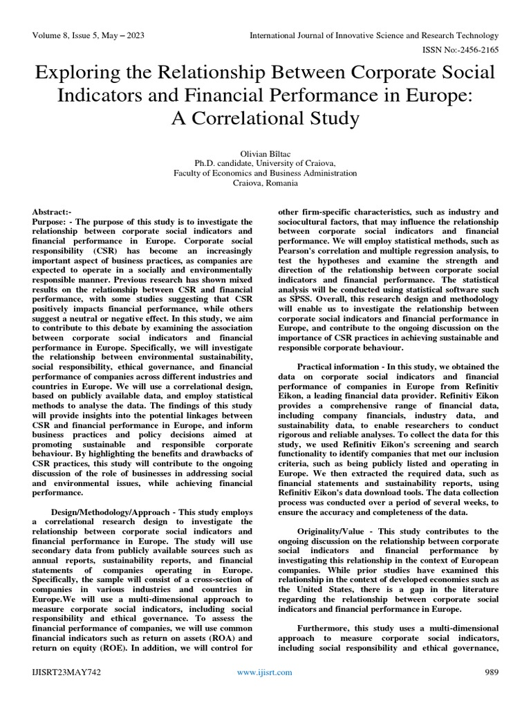 CSR and Financial Performance in Europe | PDF | Corporate Social ...