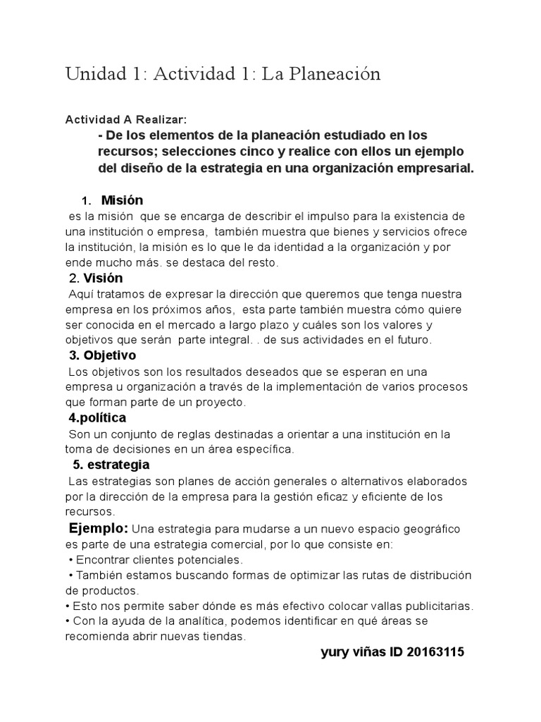 Elementos Clave de la Planeación Empresarial | PDF