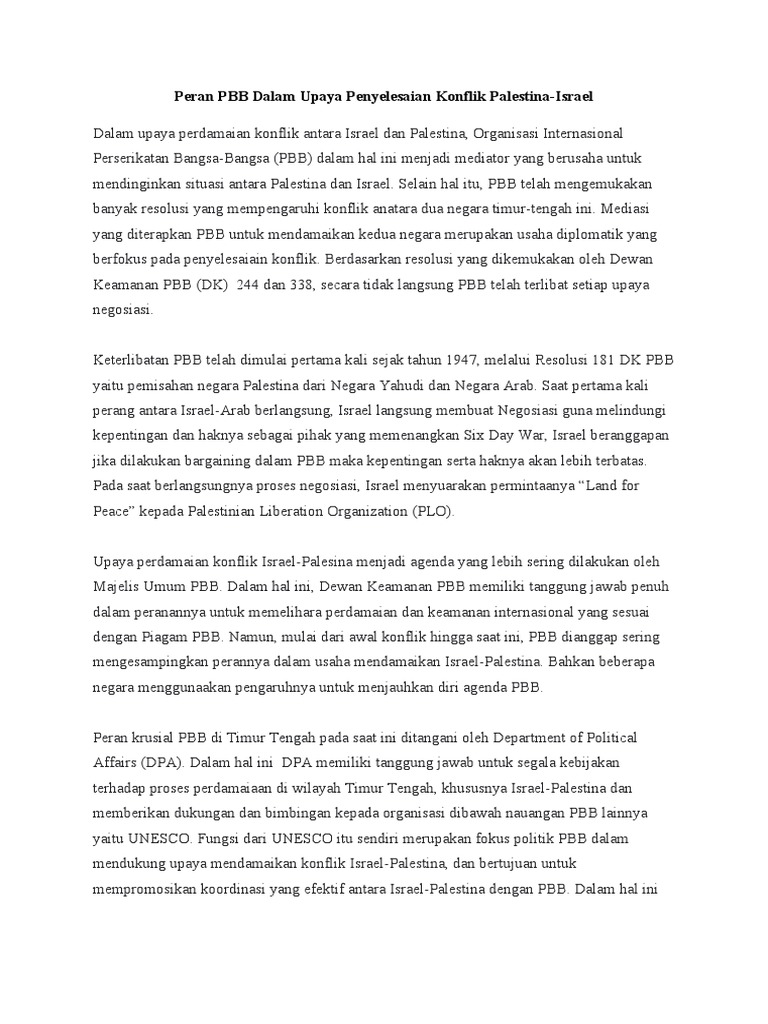 Peran PBB dalam Penyelesaian Konflik Global: Mencari Solusi Berkelanjutan