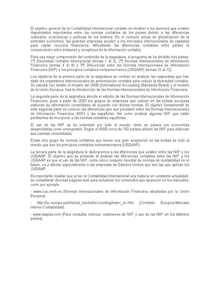 Contabilidad Internacional Pdf Normas Internacionales De