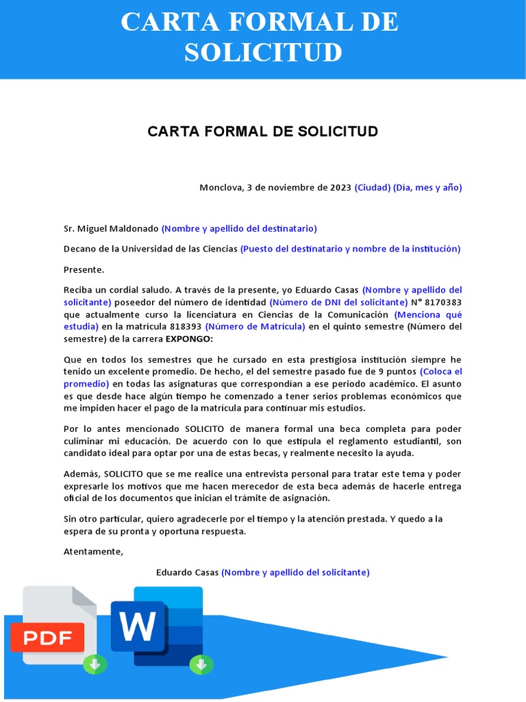Carta Formal de Solicitud | PDF