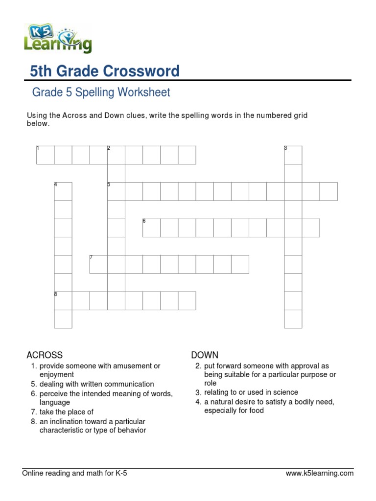 Grade 5 crossword 4 | pdf | crossword | communication