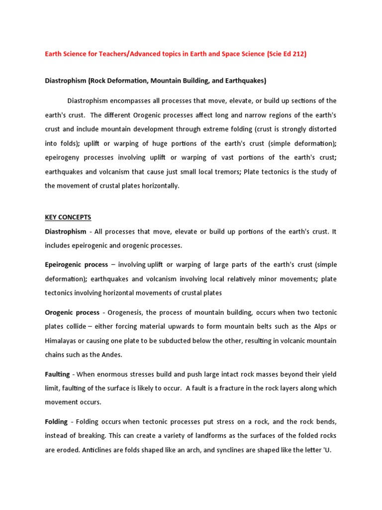 Diastrophism_Content_Paper | PDF | Fault (Geology) | Magma