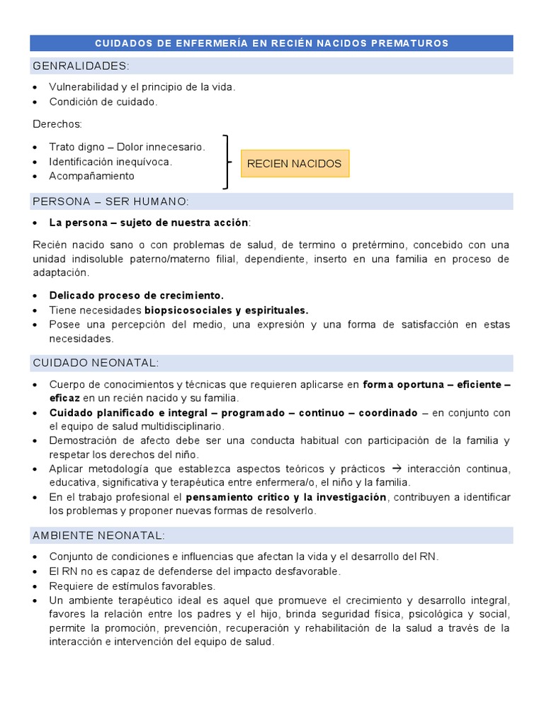 Cuidados De Enfermería En Recién Nacidos Prematuros Pdf El Embarazo