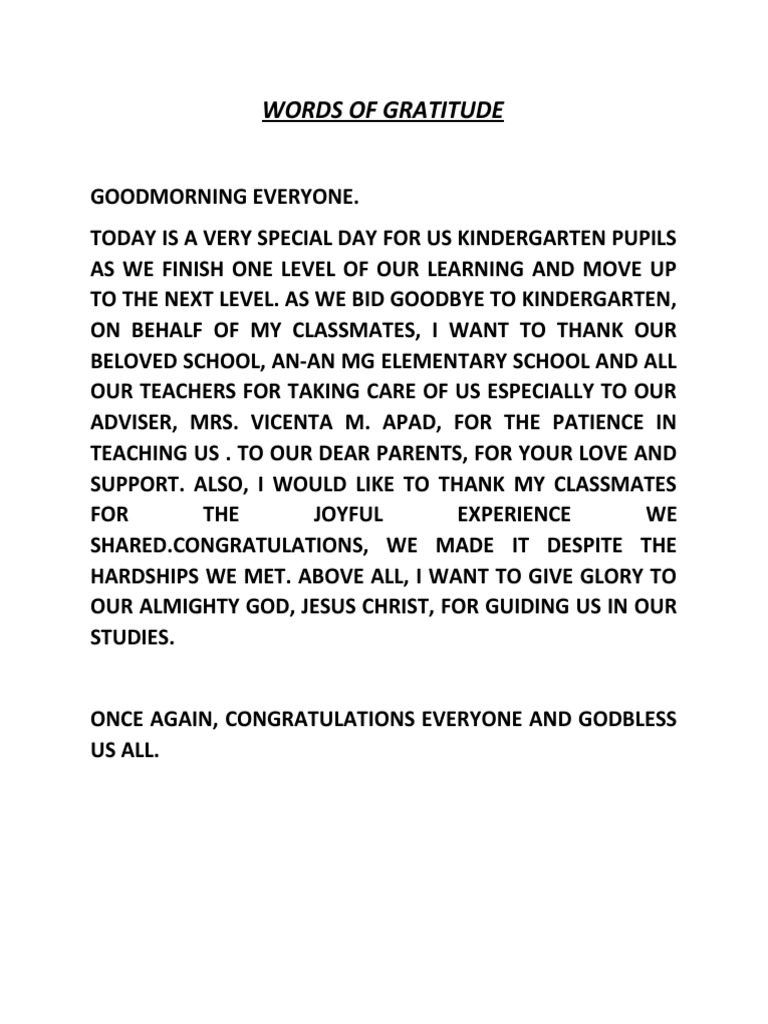 What Are Some Words Of Gratitude