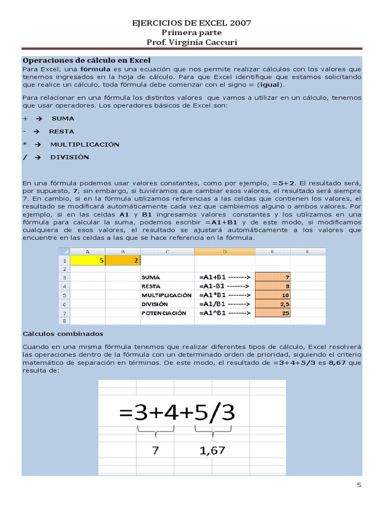 Ejercicios Básicos de Excel 2007 | PDF | Fórmula | Microsoft Excel