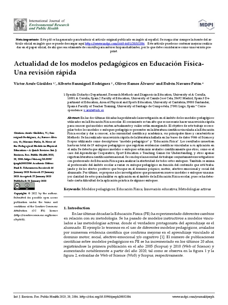 2023 Articulo Espanol Modelos Pedagogicos | PDF | Plan de estudios ...
