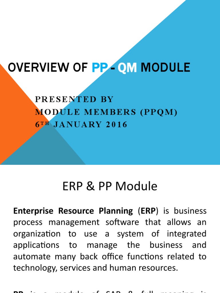 SAP PP-QM Module Overview Guide | PDF | Business | Business Process
